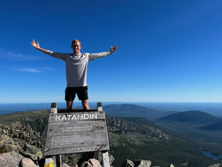 Swampy on top of Mt. Katahdin, triumphant